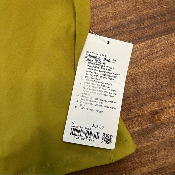 NWT Sold Out lululemon Align™ Waist-Length Tank Top in Auric Gold - Picture 3 of 6
